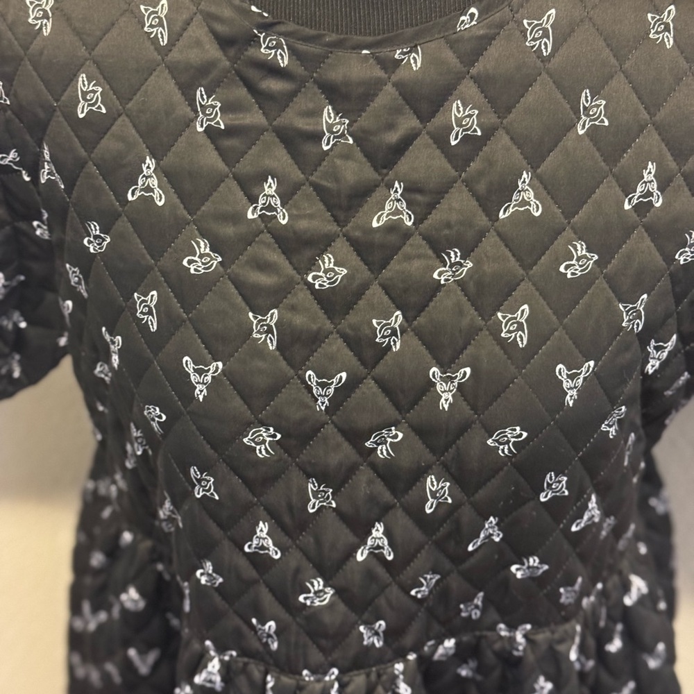 2 FOR $25Be Free Black Quilted Deer Print Dress Fit Flare Baby DollPuff Sleeve L - Picture 2 of 9